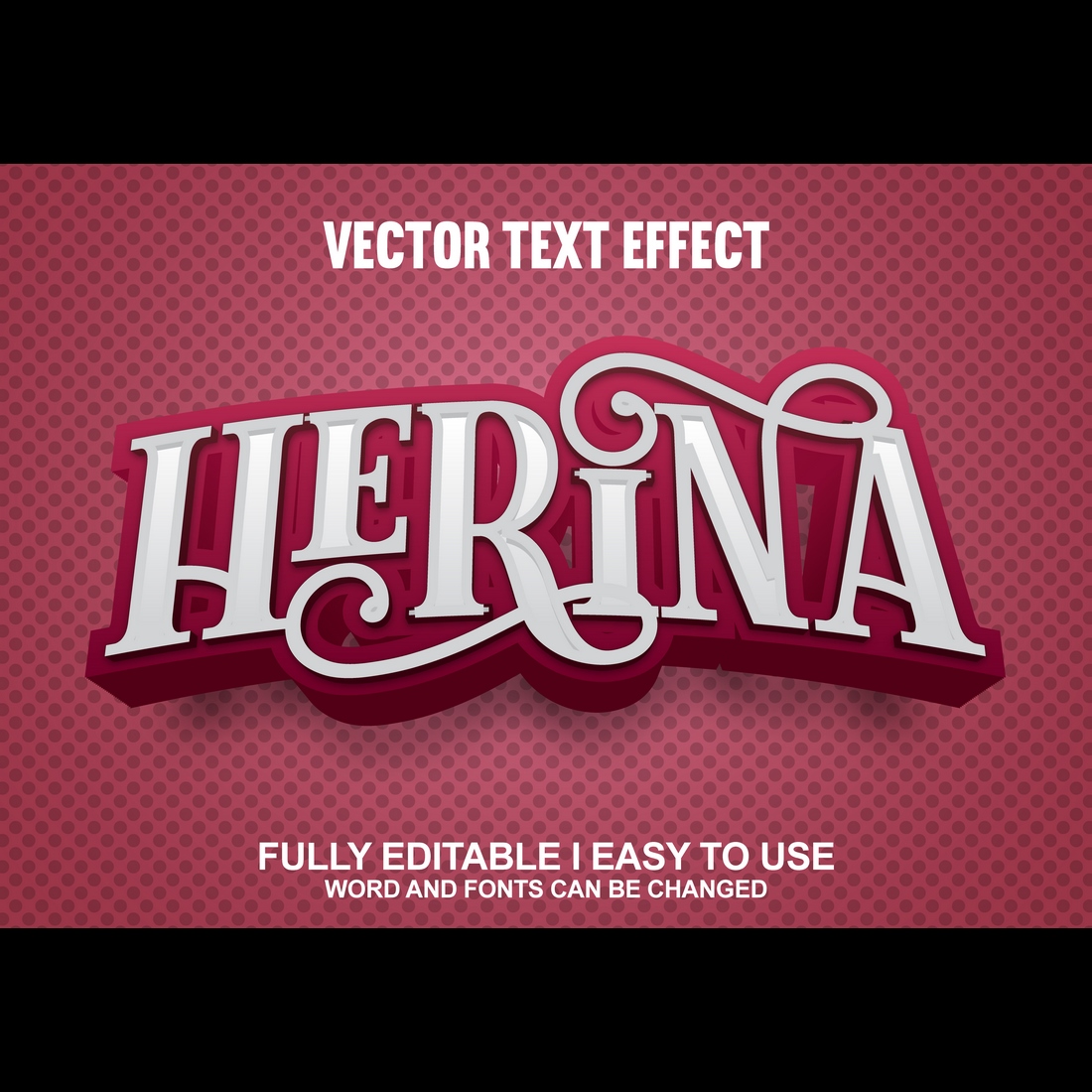 Fully Editable Vector 3D Text Effect preview image.