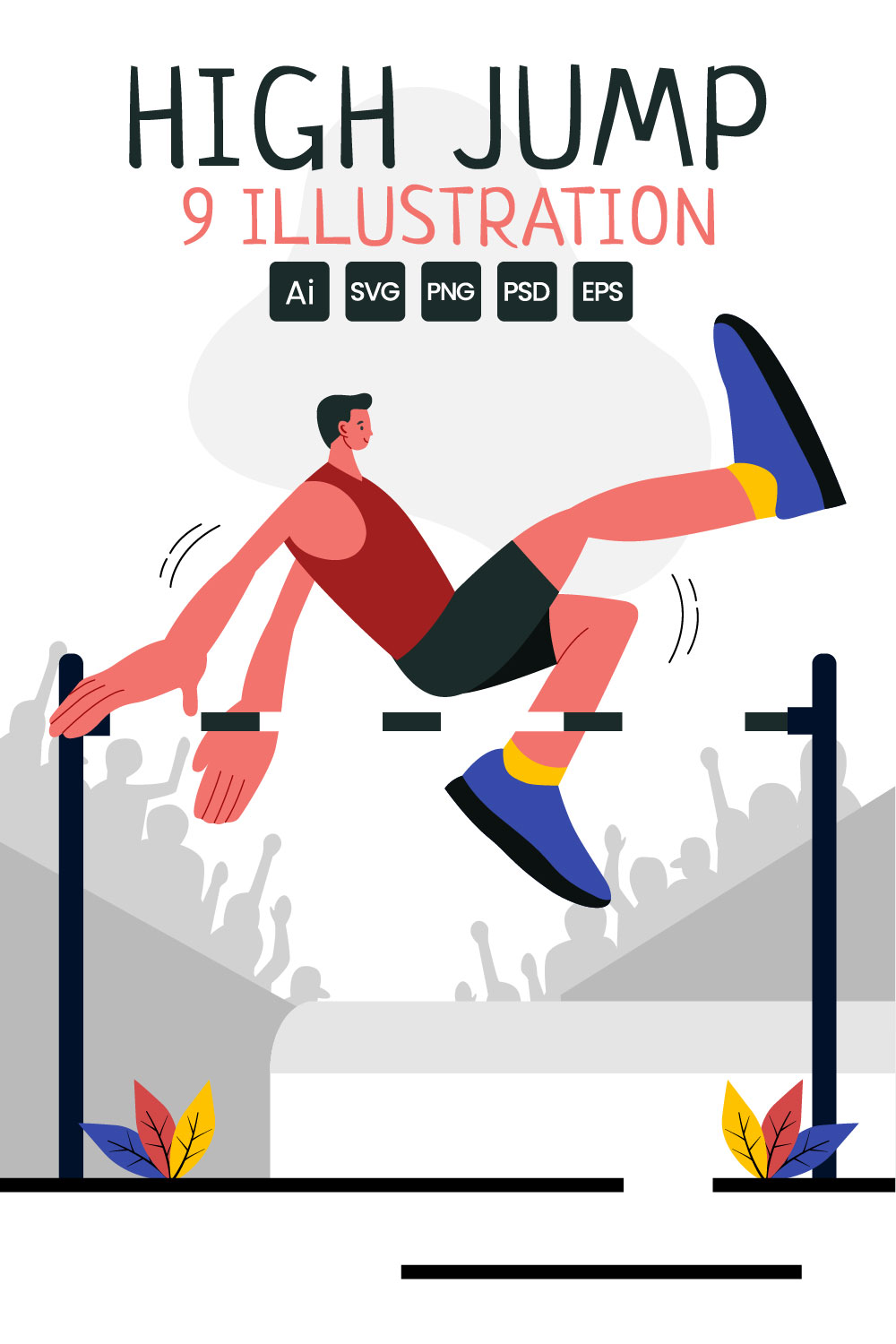 9 High Jump Sport Illustration pinterest preview image.