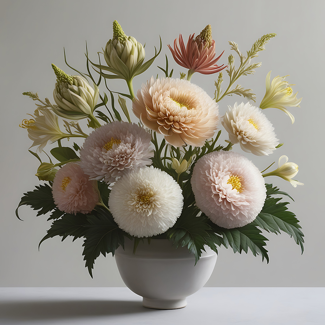 80+ High Resolution Botanical Study Featuring Realistic Floral Bouquet with Intricate Textures and Subtle Color Variations preview image.