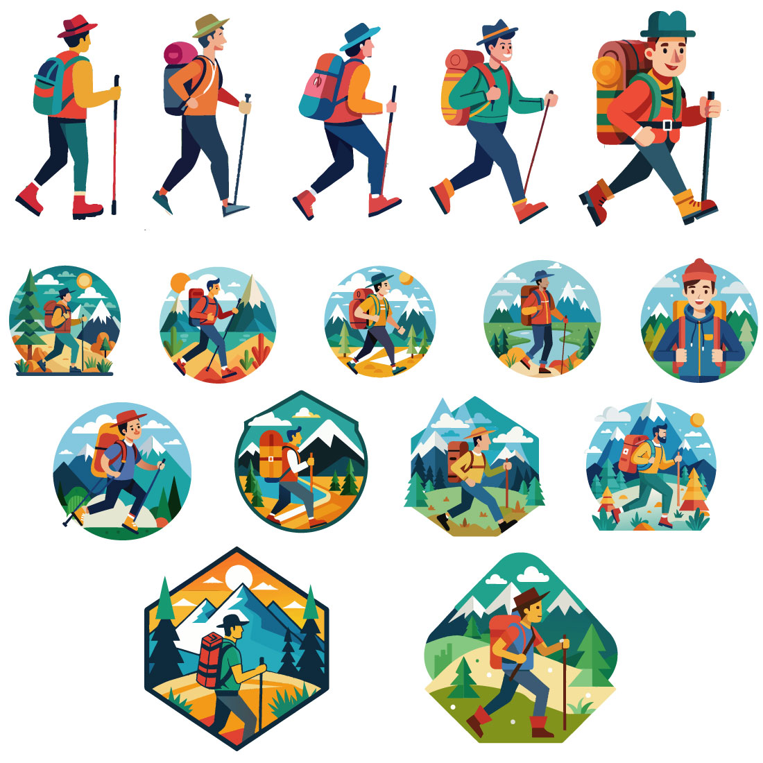 hiking vector illustration preview image.