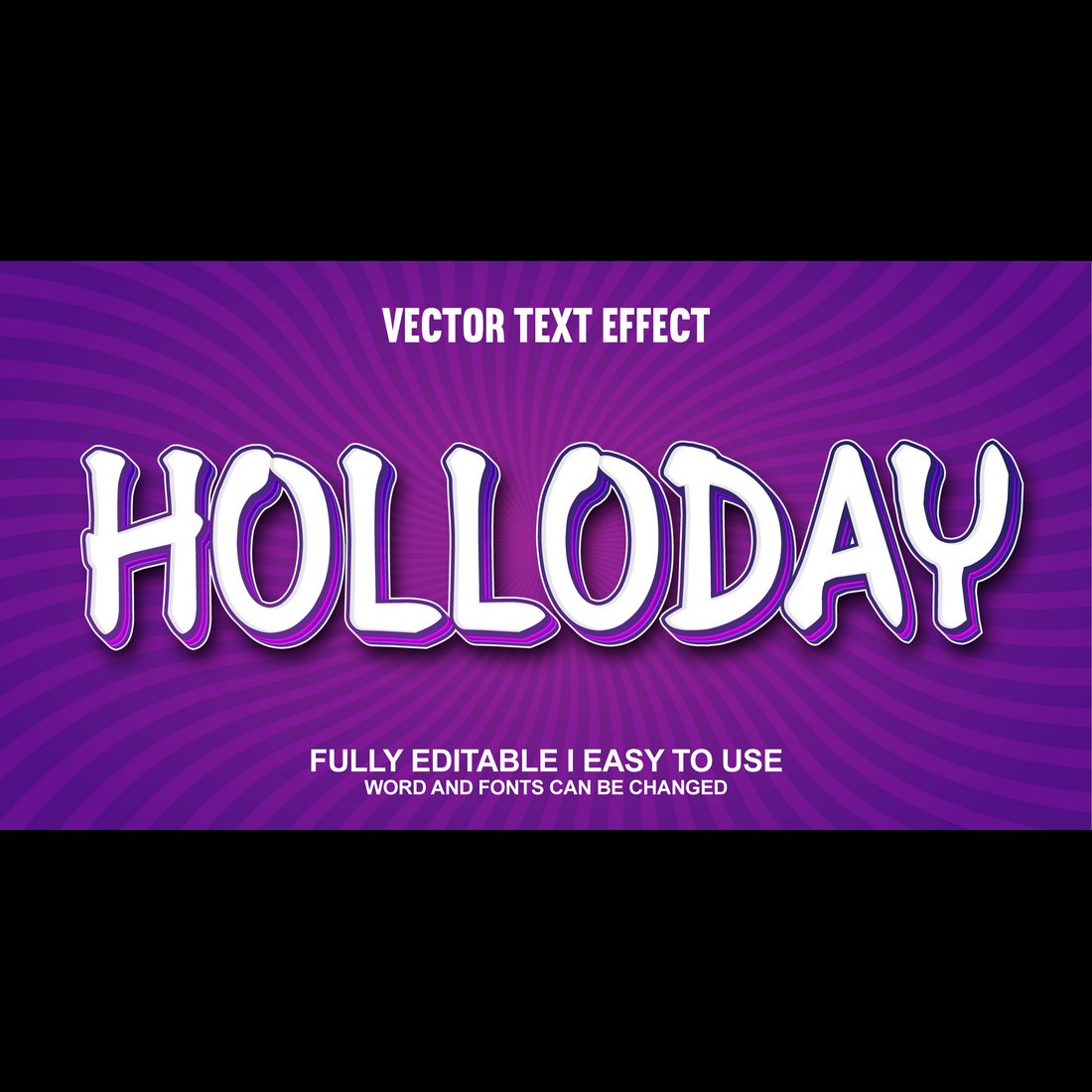 Fully Editable Vector 3D Text Effect preview image.