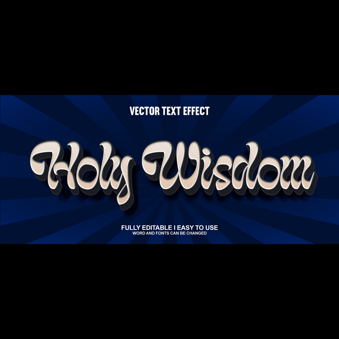 Fully Editable Vector 3D Text Effect preview image.