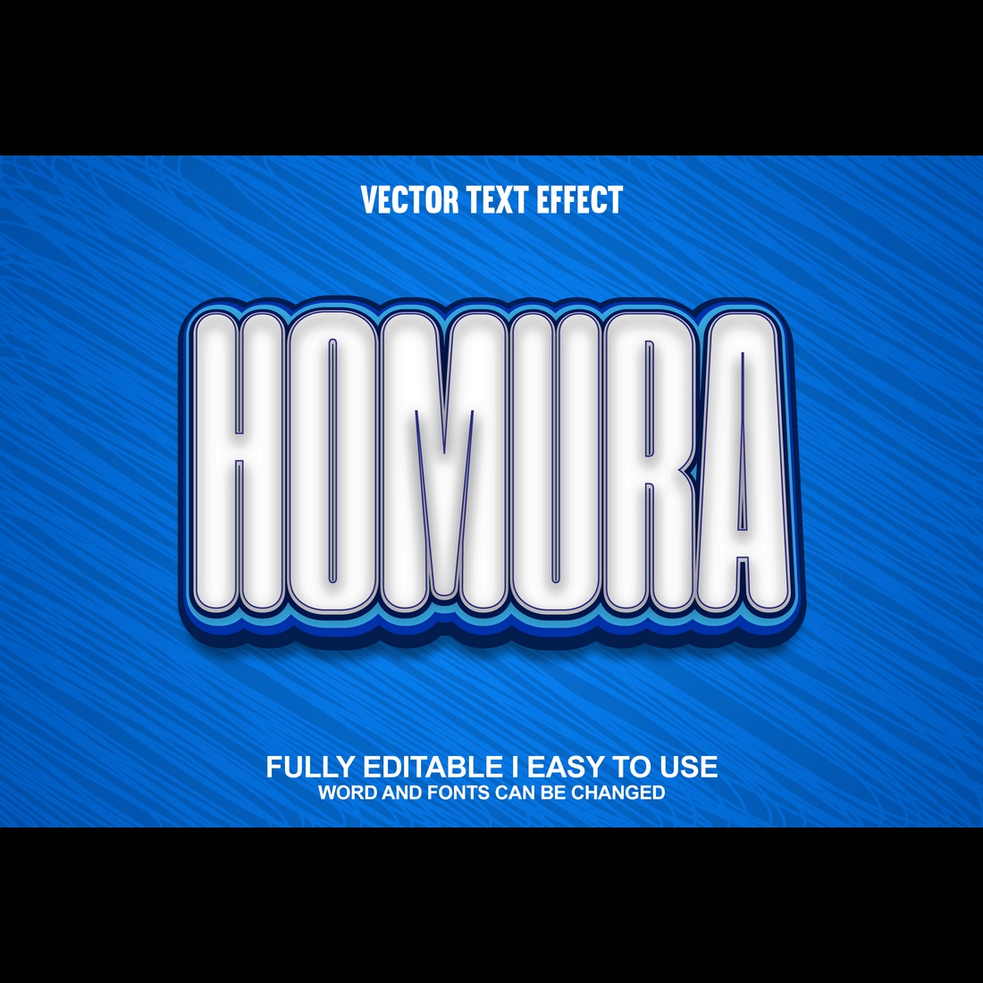 Fully Editable Vector 3D Text Effect preview image.