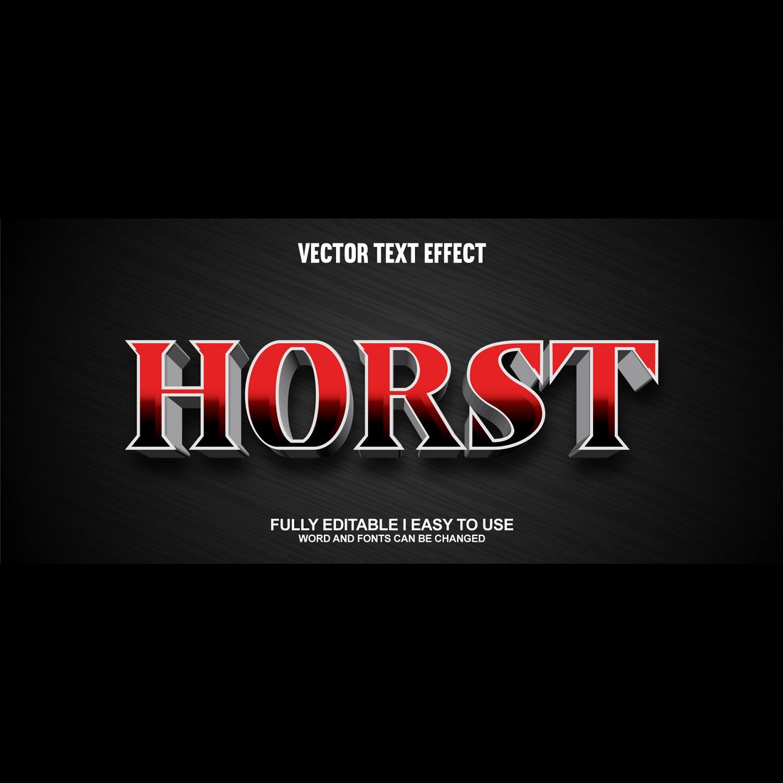 Fully Editable Vector 3D Text Effect preview image.