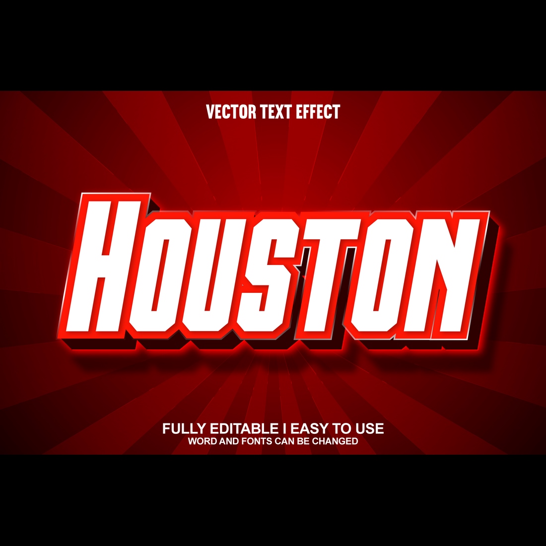 Fully Editable Vector 3D Text Effect preview image.