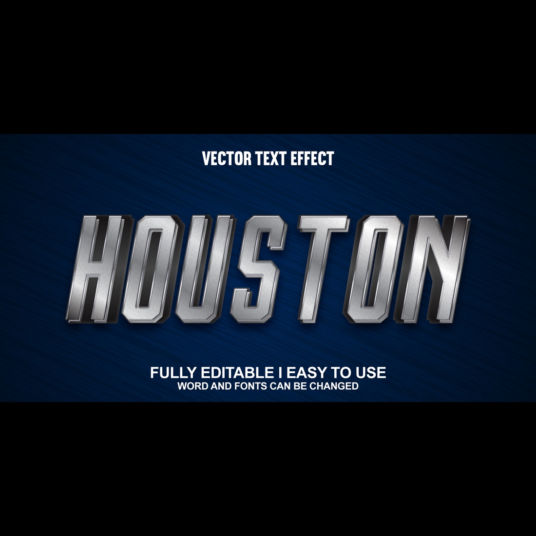 Fully Editable Vector 3D Text Effect preview image.