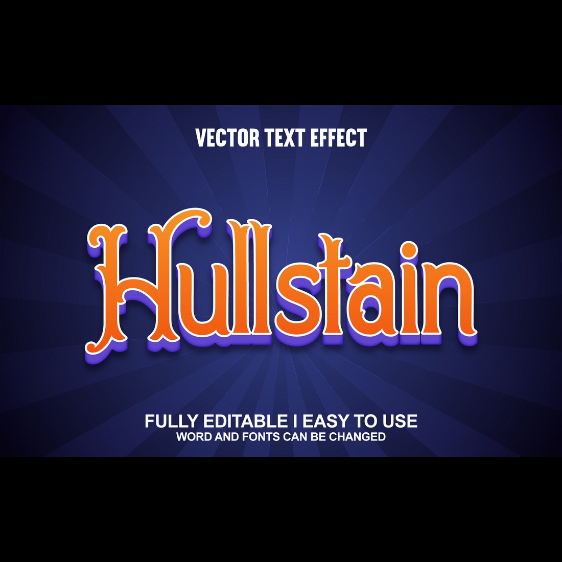 Fully Editable Vector 3D Text Effect preview image.