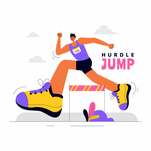 8 Hurdle Long Jump Sportsman Illustration cover image.