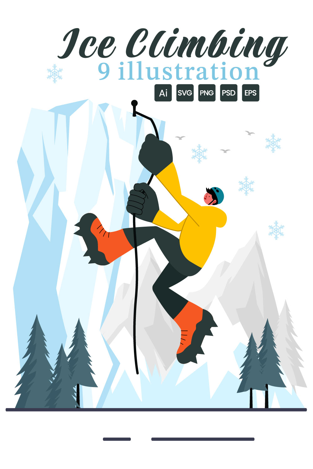 9 Ice Climbing Vector Illustration pinterest preview image.