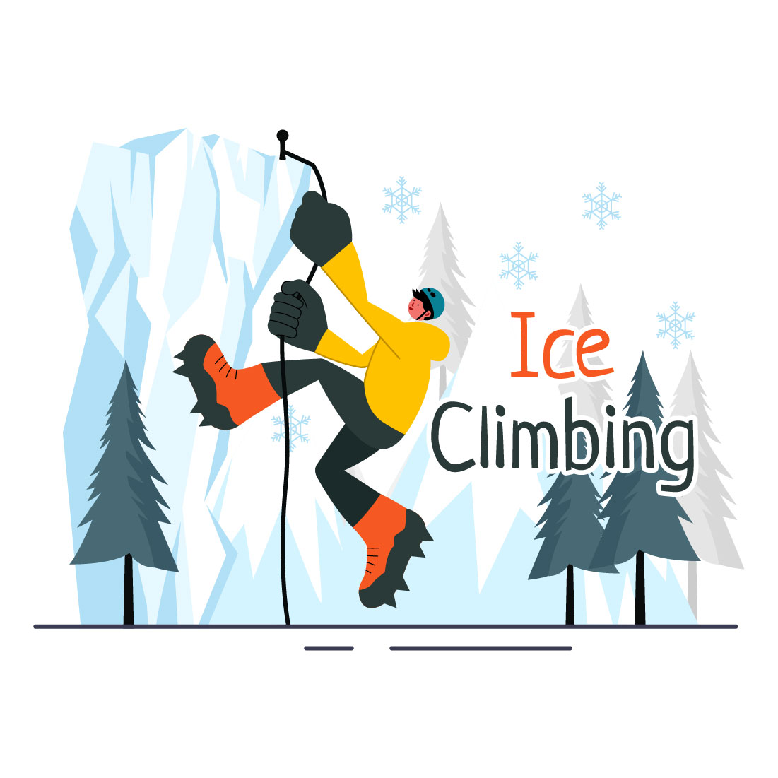 9 Ice Climbing Vector Illustration preview image.