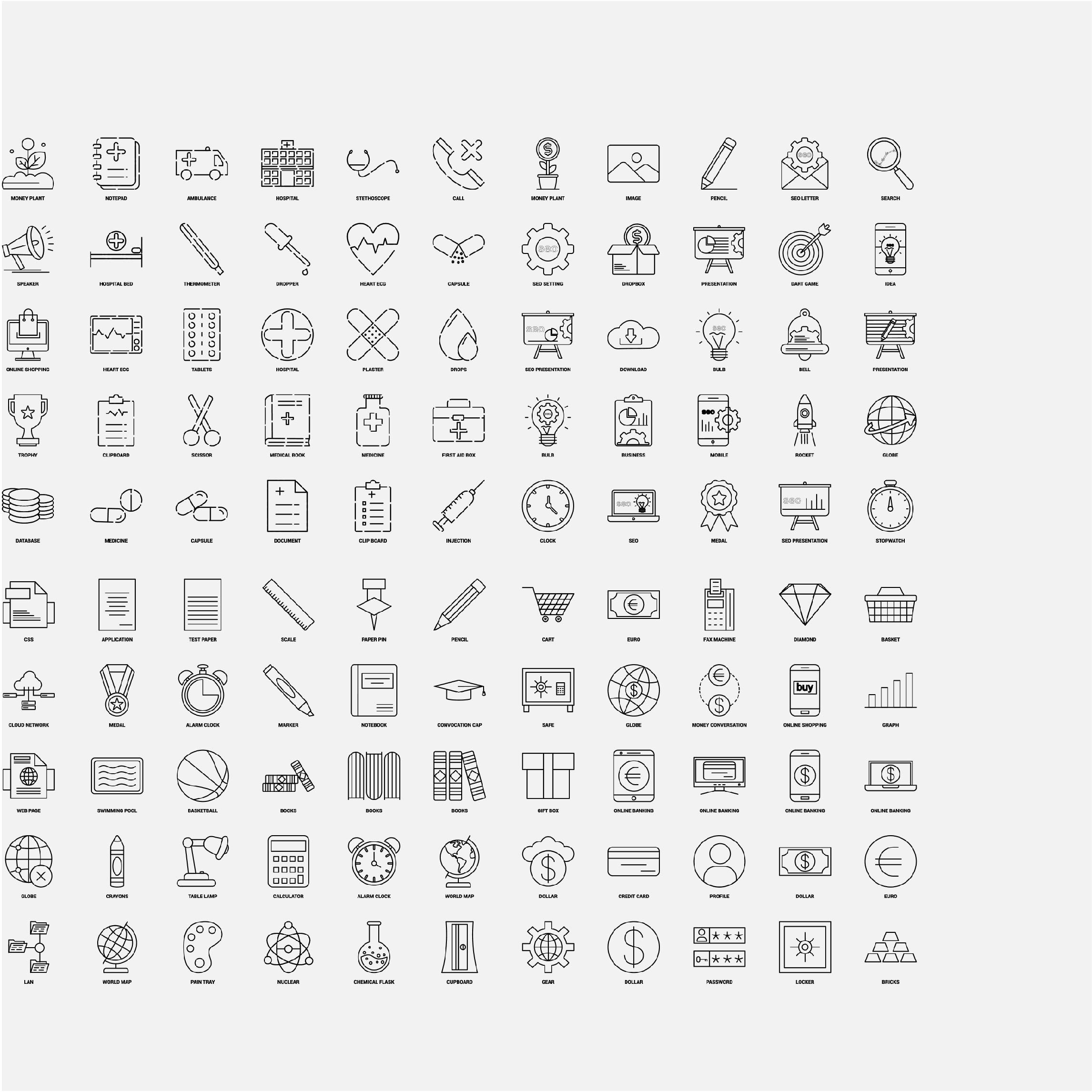 400 DIFFERENT ICONS PACK preview image.