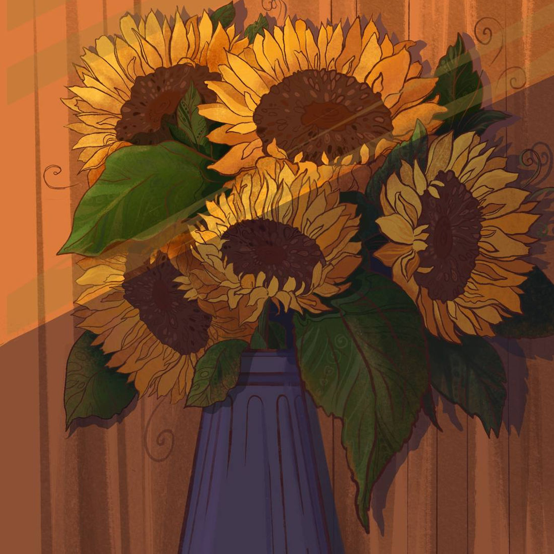 The illustration of sunflowers preview image.