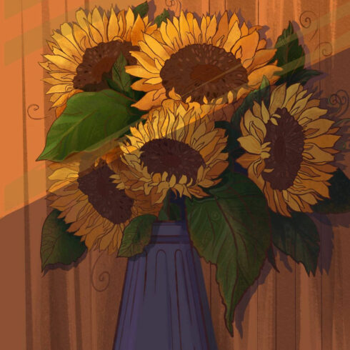 The illustration of sunflowers cover image.