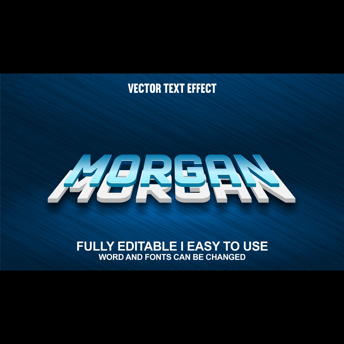 Fully Editable Vector 3D Text Effect preview image.