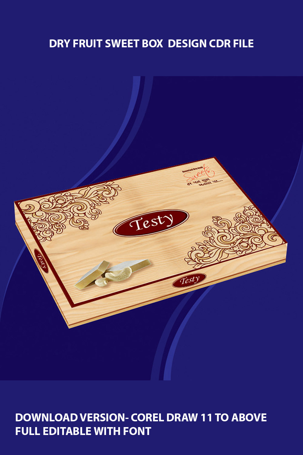 DRY FRUIT SWEET BOX DESIGN CDR FILE pinterest preview image.