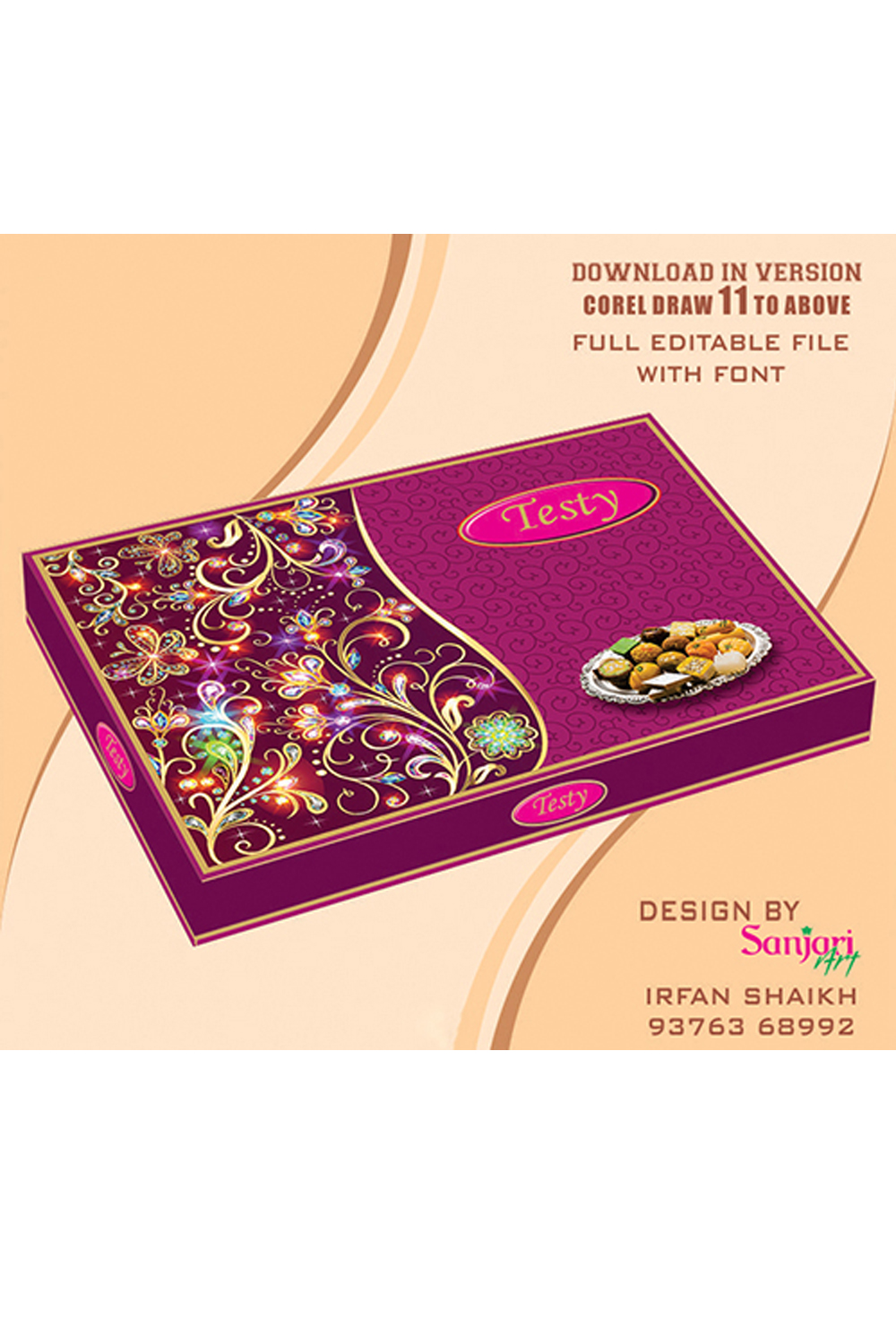 TRADITIONAL SWEET BOX DESIGN CDR FILE DOWNLOAD VERSION- COREL DRAW 11 TO ABOVE FULL EDITABLE WITH FONT pinterest preview image.