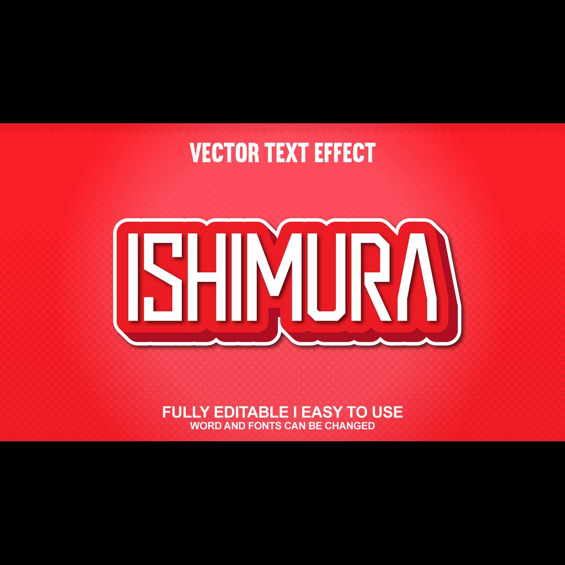 Fully Editable Vector 3D Text Effect preview image.