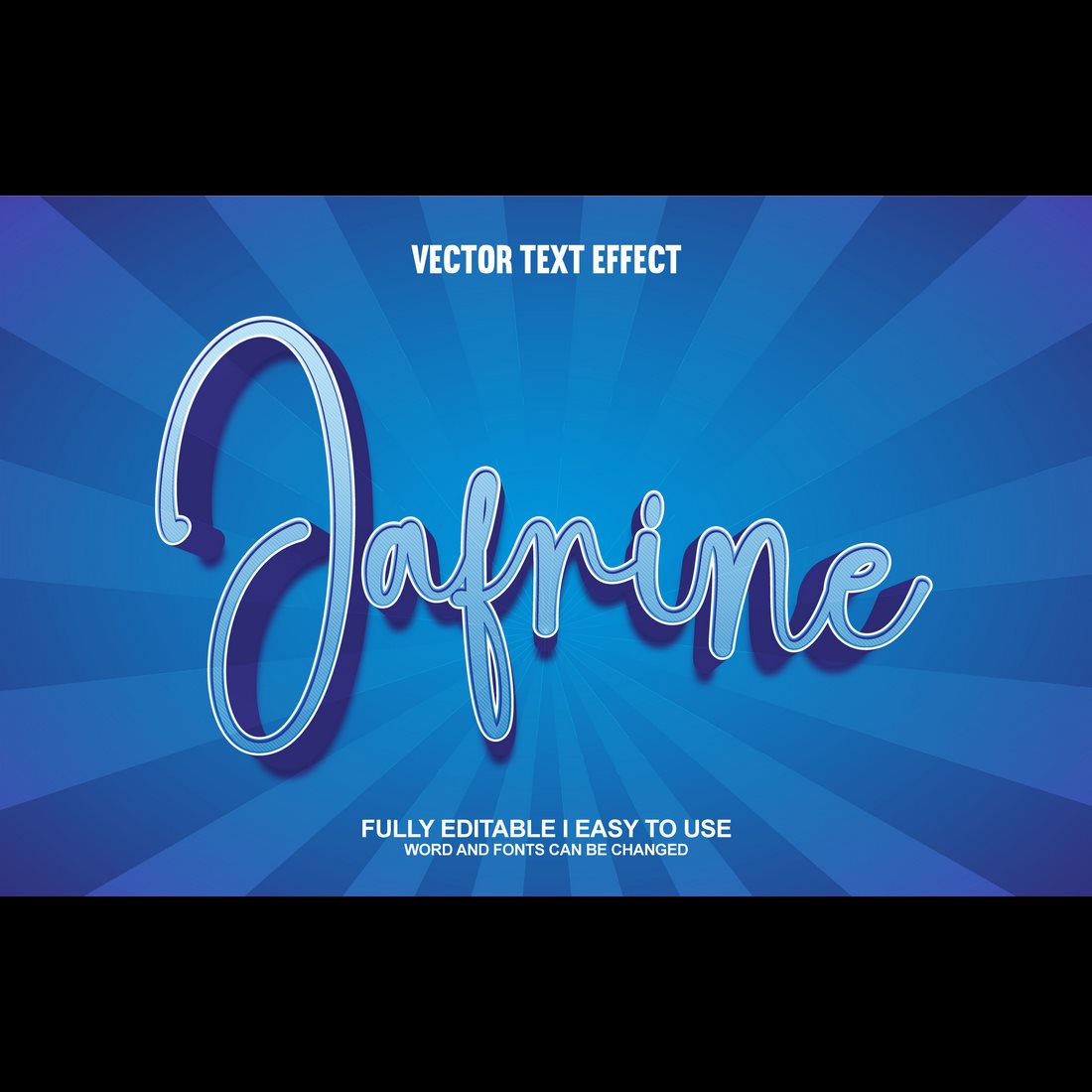 Fully Editable Vector 3D Text Effect preview image.