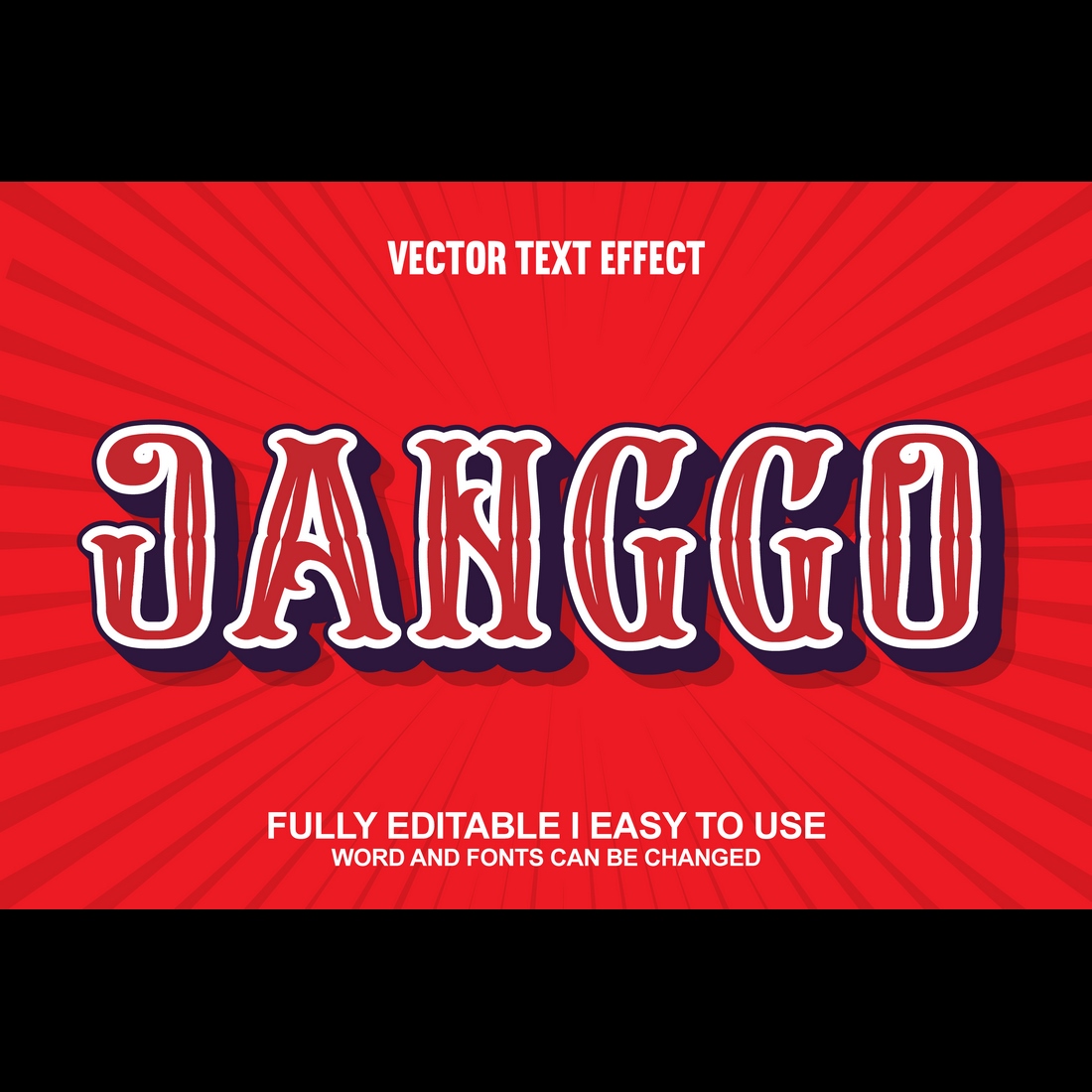 Fully Editable Vector 3D Text Effect preview image.