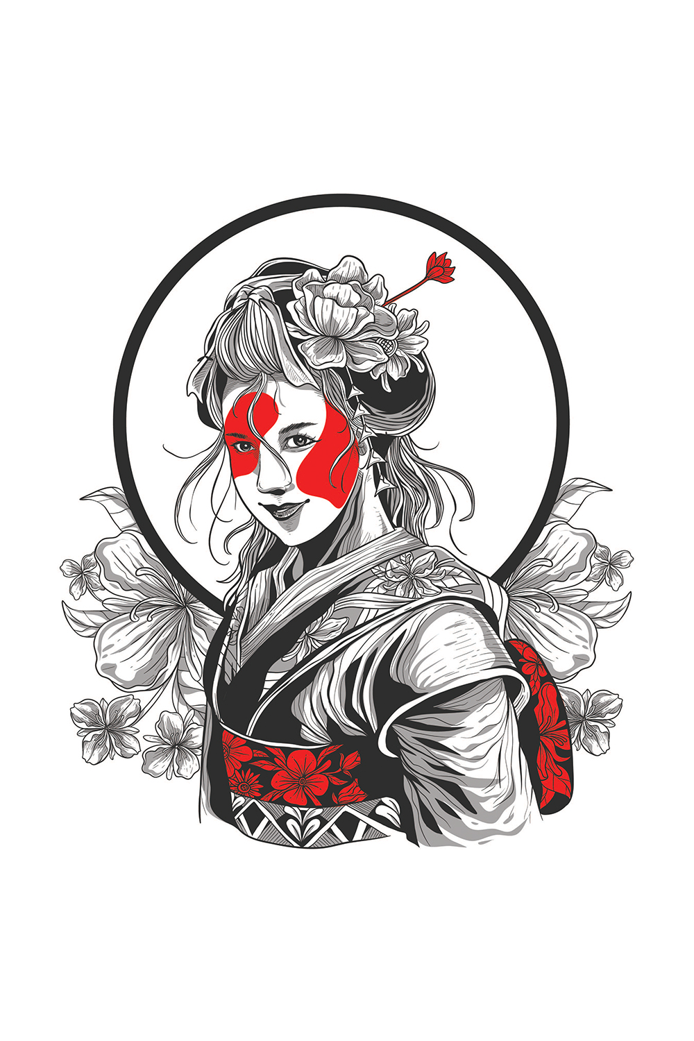 Japan Girl Vector pinterest preview image.