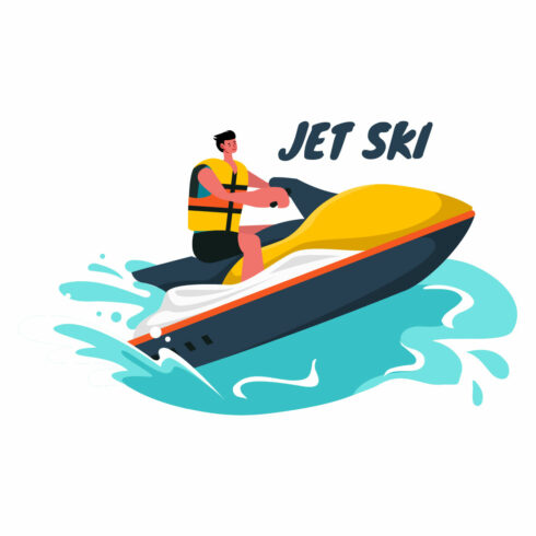 9 People Ride Jet Ski Illustration cover image.