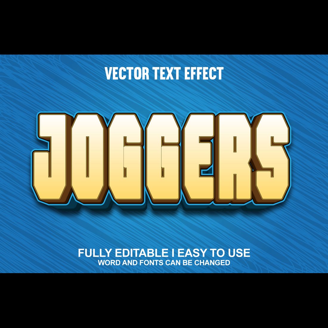 Fully Editable Vector 3D Text Effect preview image.