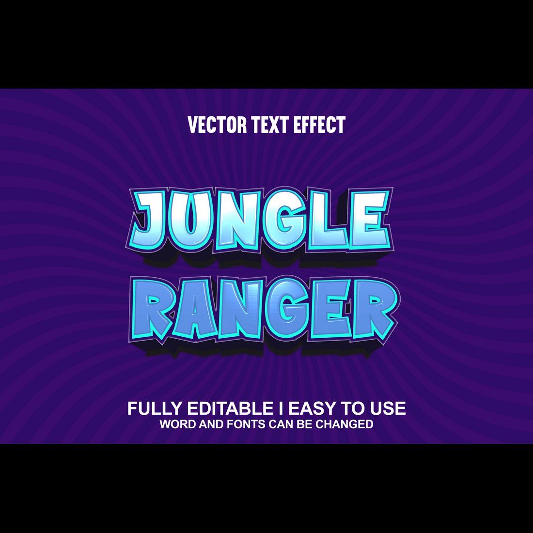 Fully Editable Vector 3D Text Effect preview image.