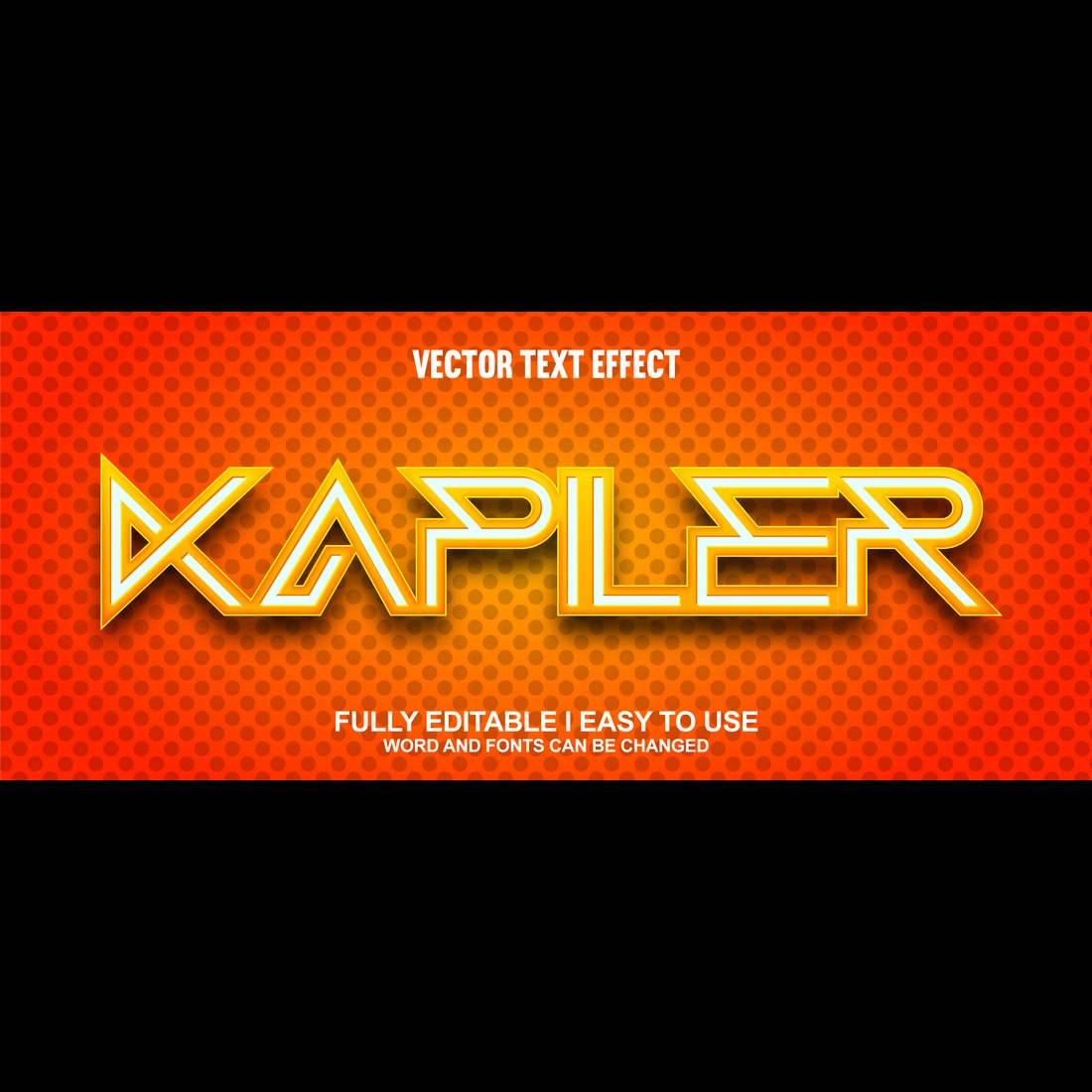 Fully Editable Vector 3D Text Effect preview image.