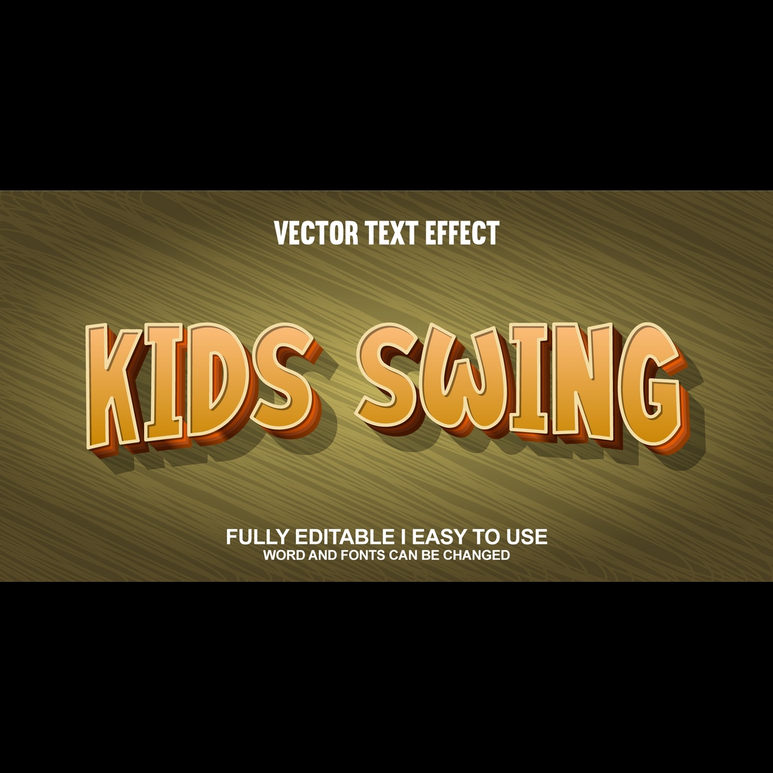 Fully Editable Vector 3D Text Effect preview image.