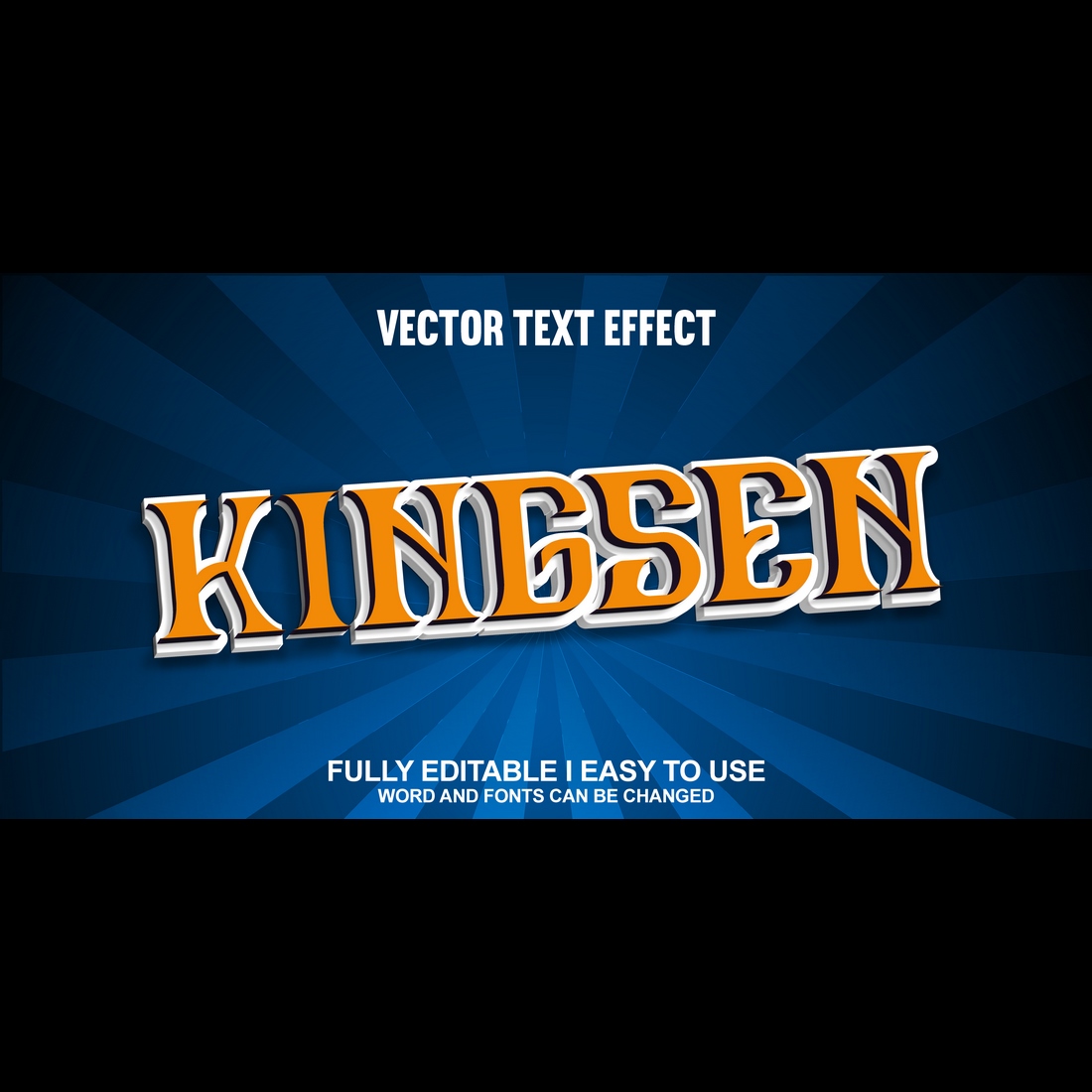 Fully Editable Vector 3D Text Effect preview image.