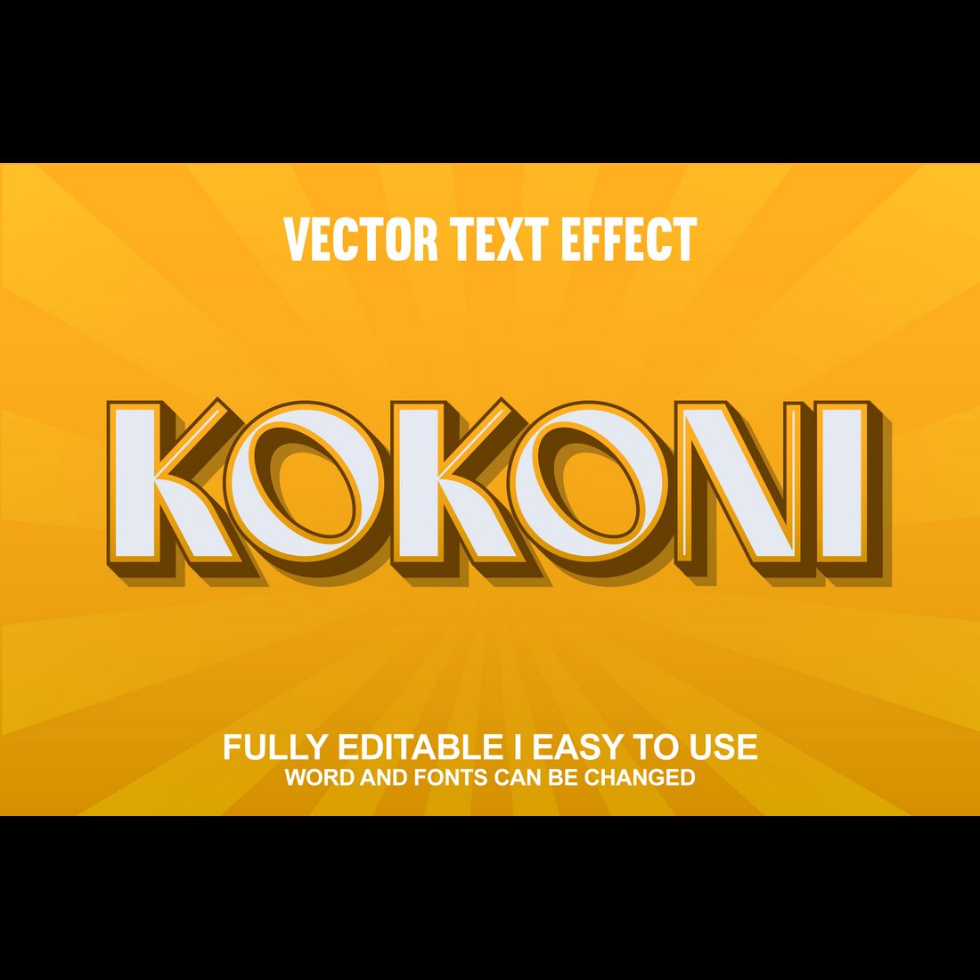 Fully Editable Vector 3D Text Effect preview image.