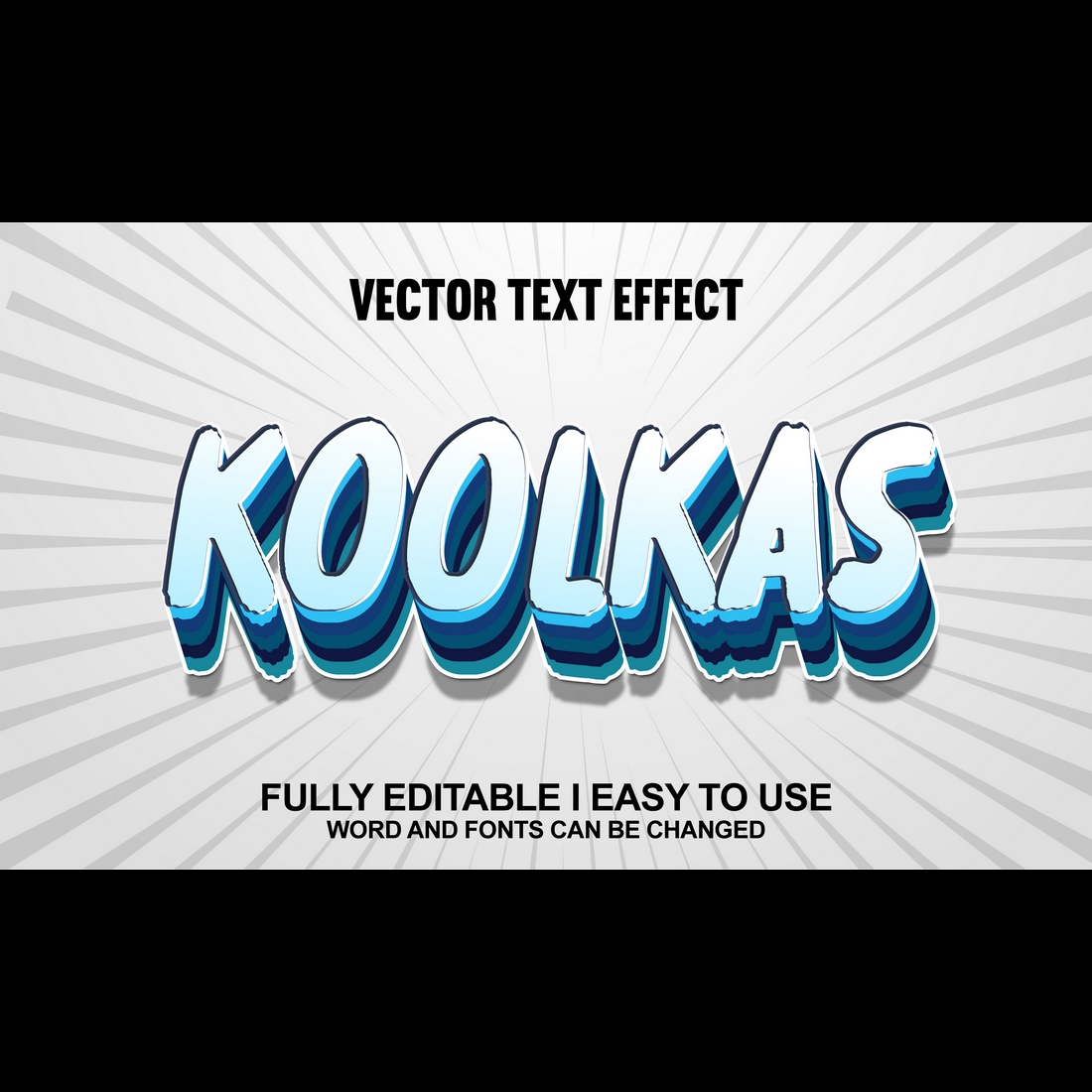 Fully Editable Vector 3D Text Effect preview image.