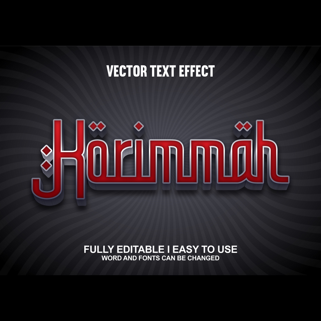 Fully Editable Vector 3D Text Effect cover image.