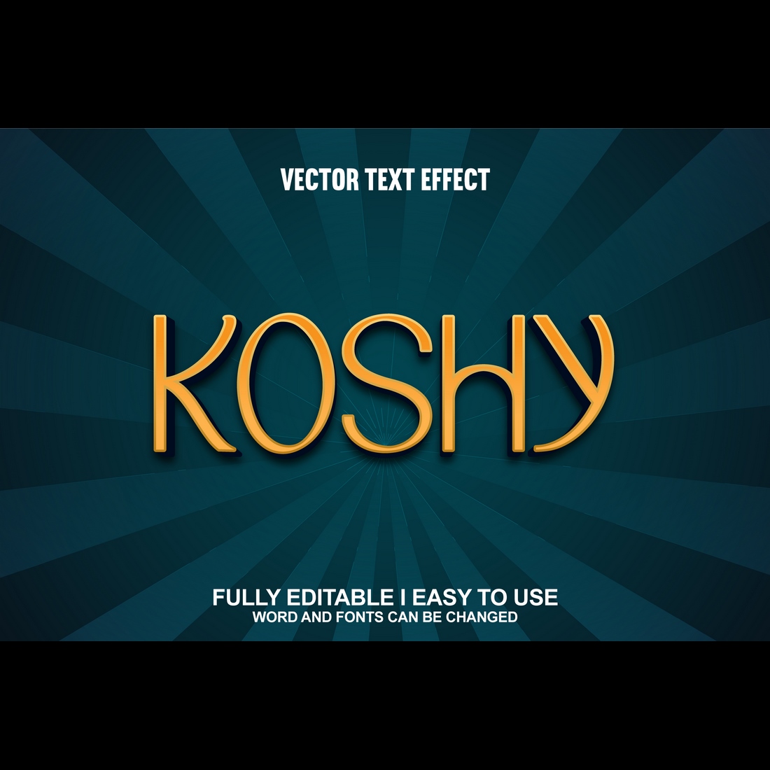 Fully Editable Vector 3D Text Effect preview image.