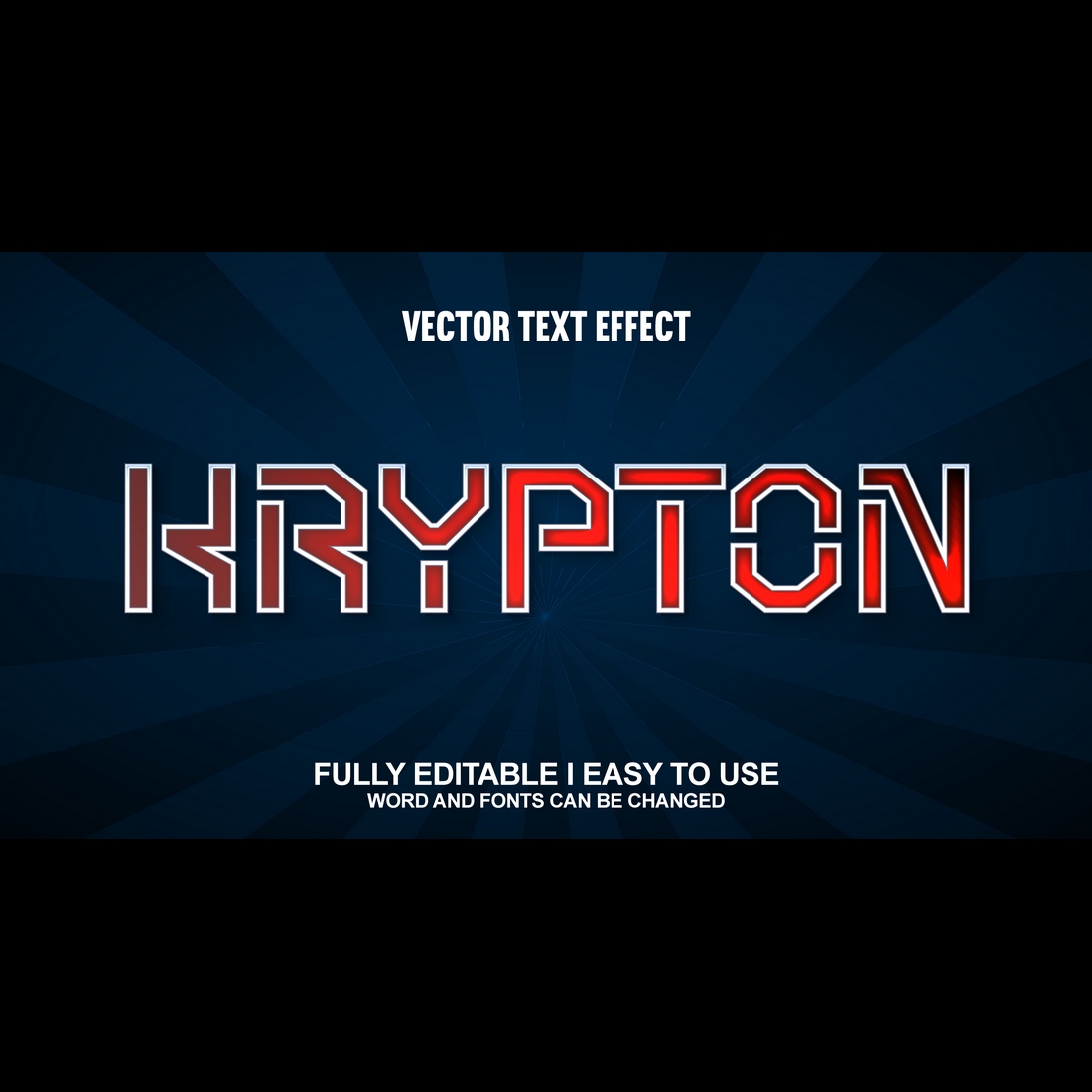 Fully Editable Vector 3D Text Effect preview image.