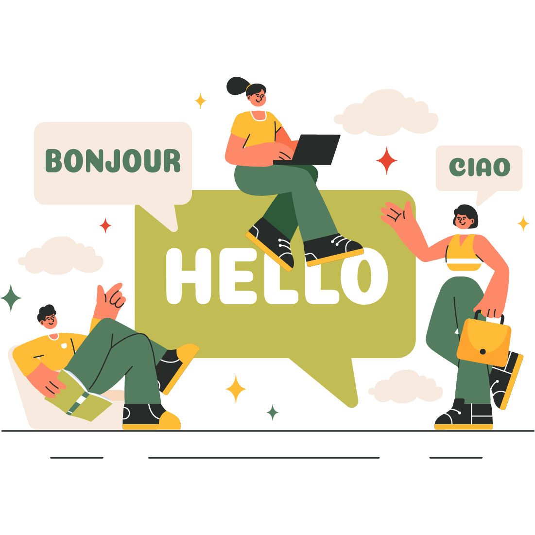 20 Language School Illustration preview image.