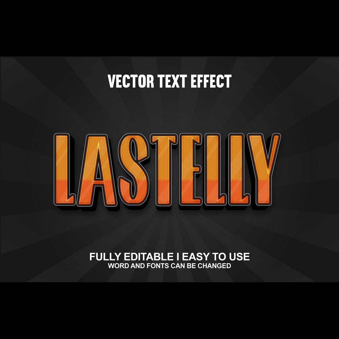 Fully Editable Vector 3D Text Effect preview image.