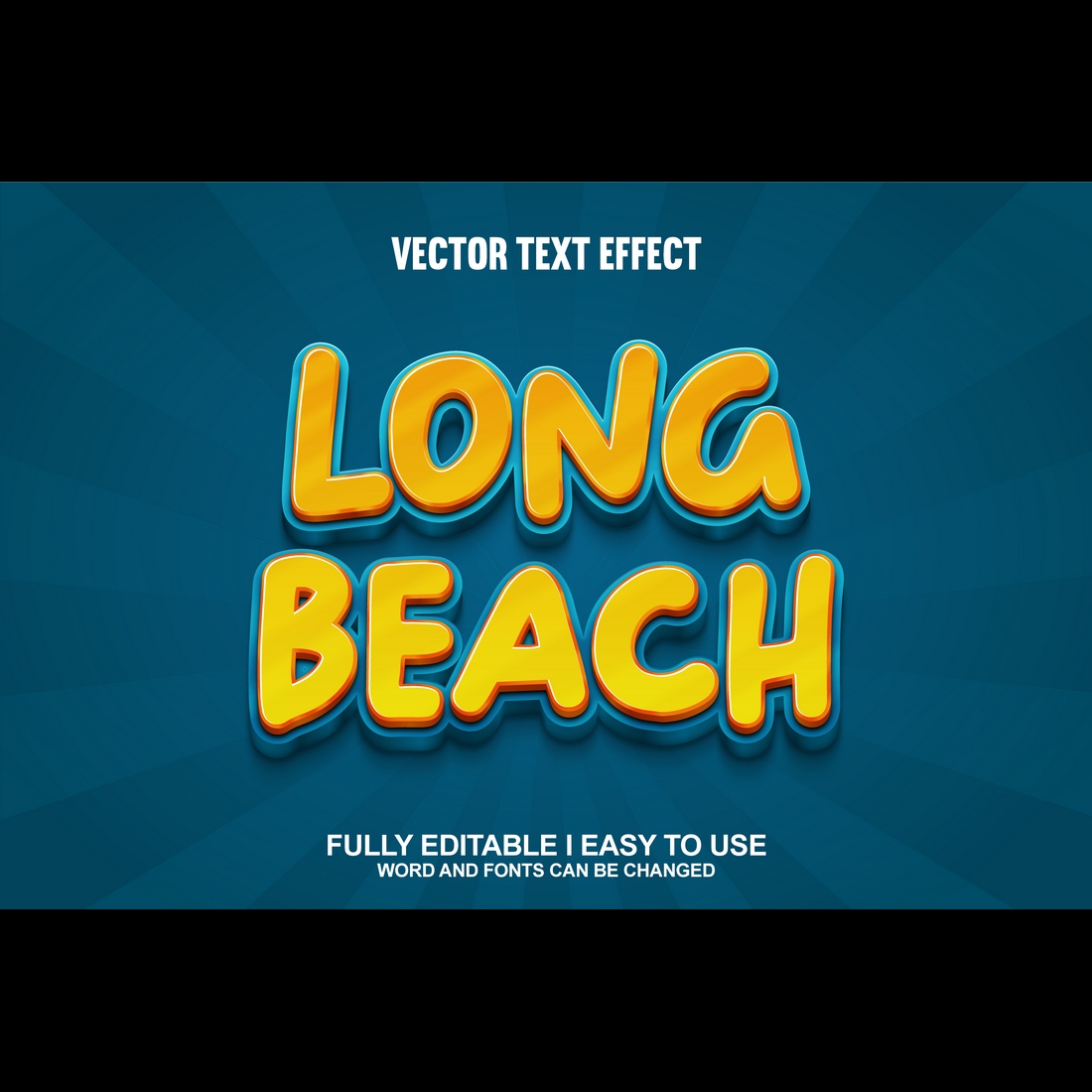 Fully Editable Vector 3D Text Effect preview image.