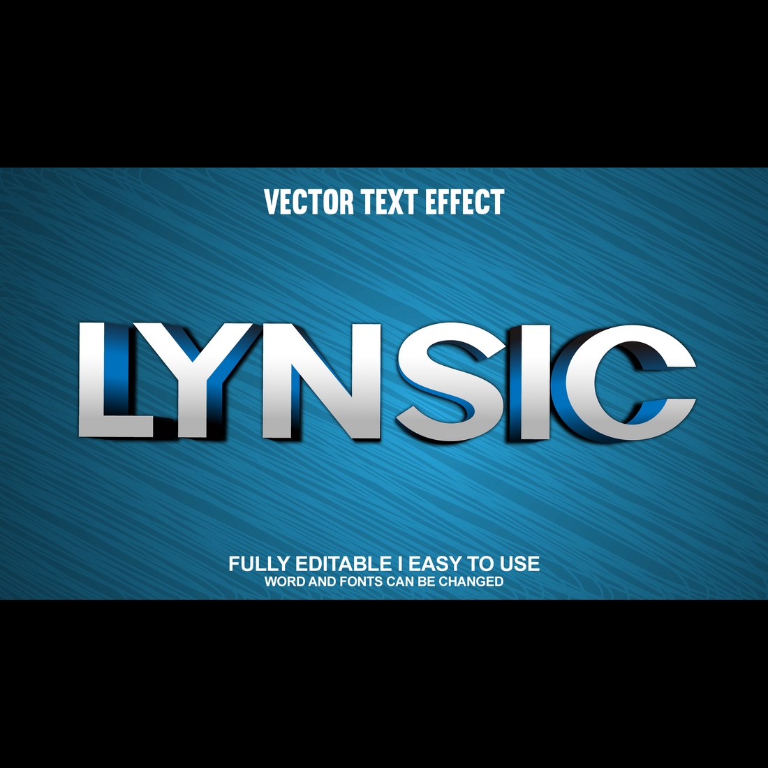 Fully Editable Vector 3D Text Effect preview image.