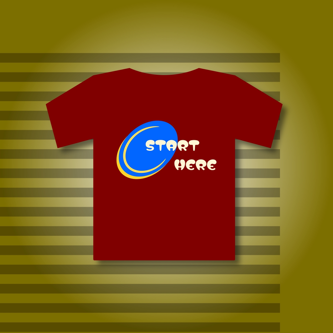 Start here t-shirt design preview image.