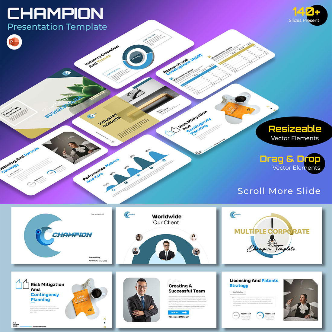 Corporate Champion Plan Presentation Template cover image.