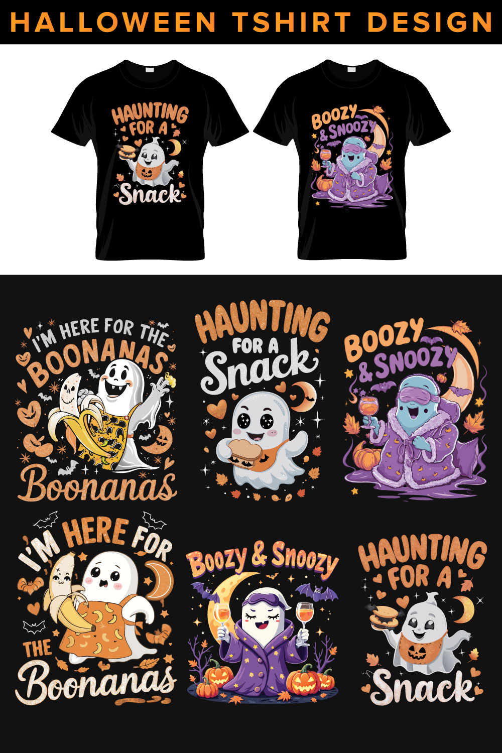 Halloween Tshirt Design Bundle pinterest preview image.