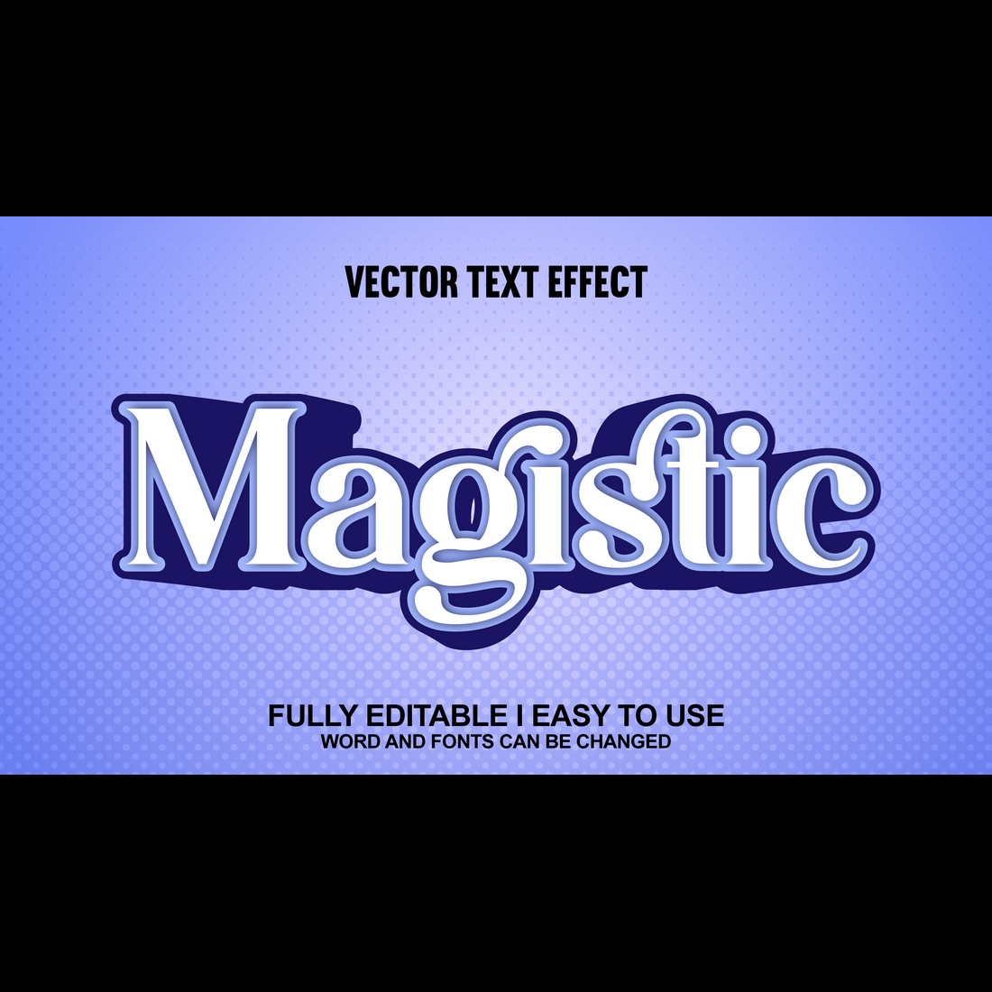 Fully Editable Vector 3D Text Effect preview image.