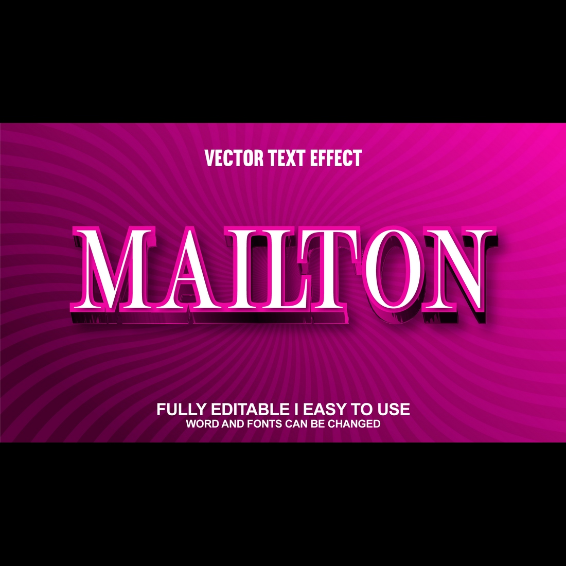 Fully Editable Vector 3D Text Effect preview image.