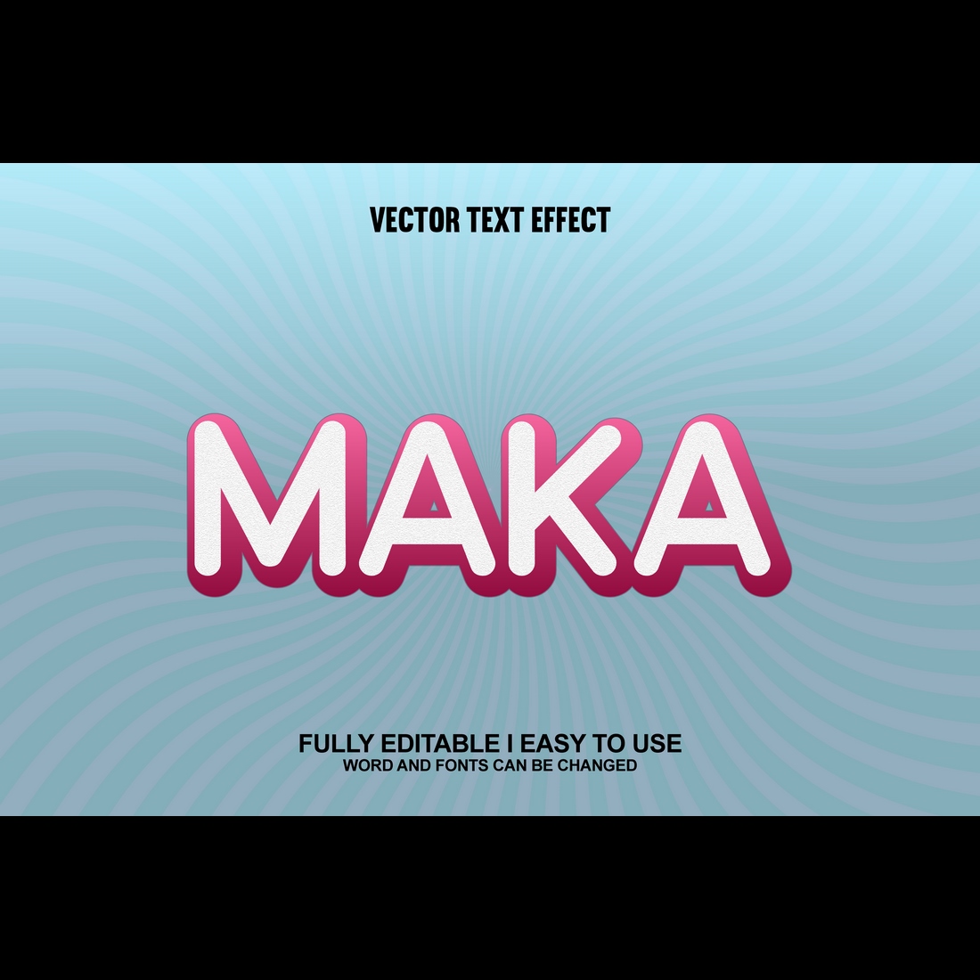 Fully Editable Vector 3D Text Effect preview image.