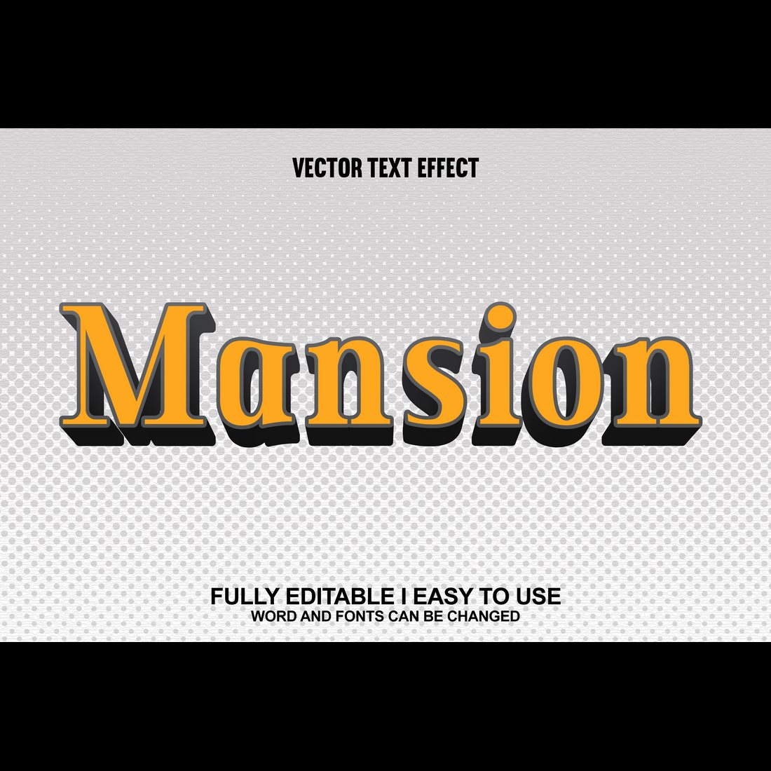 Fully Editable Vector 3D Text Effect preview image.