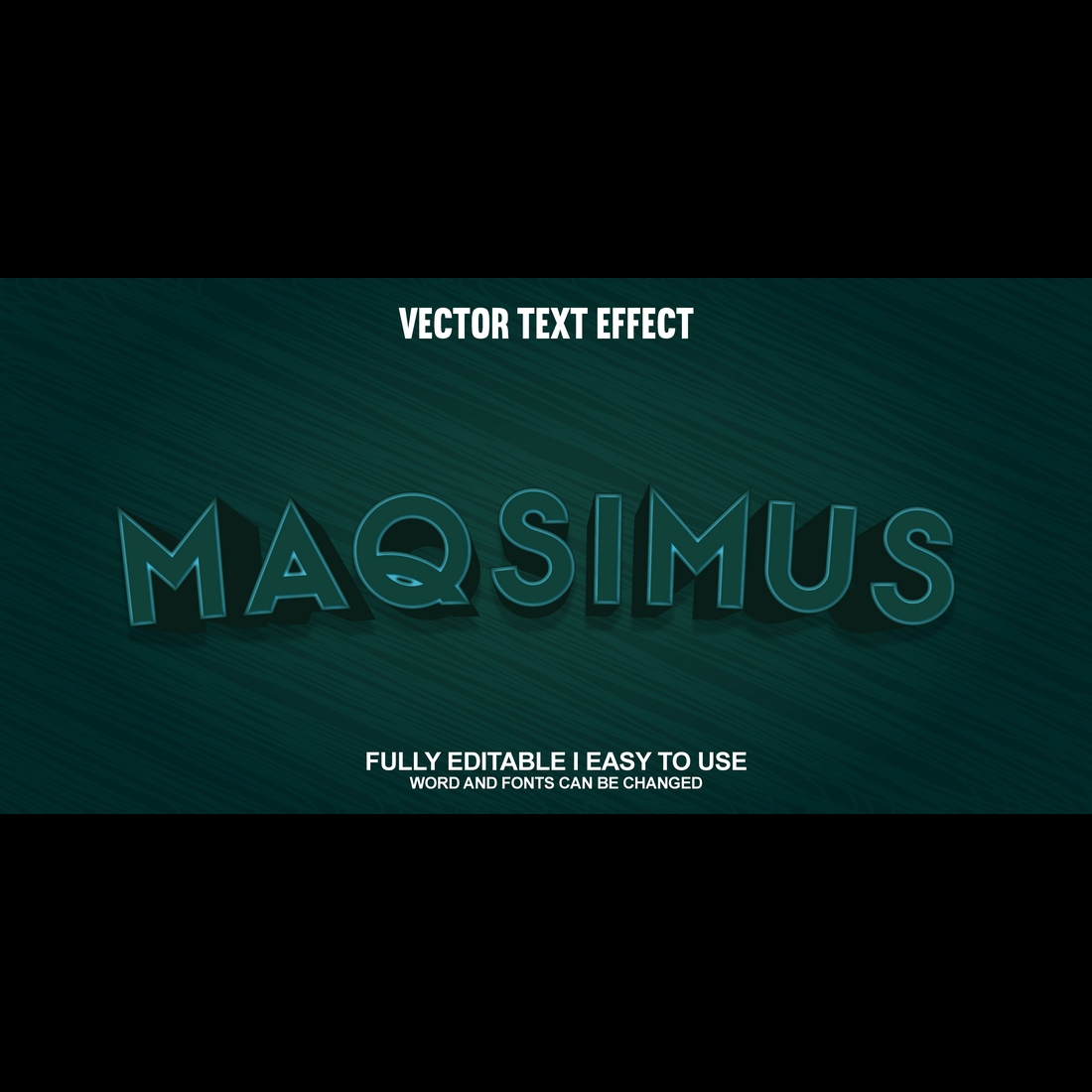 Fully Editable Vector 3D Text Effect preview image.