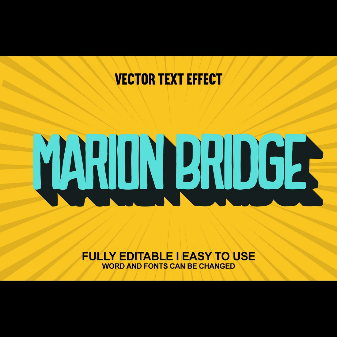 Fully Editable Vector 3D Text Effect preview image.