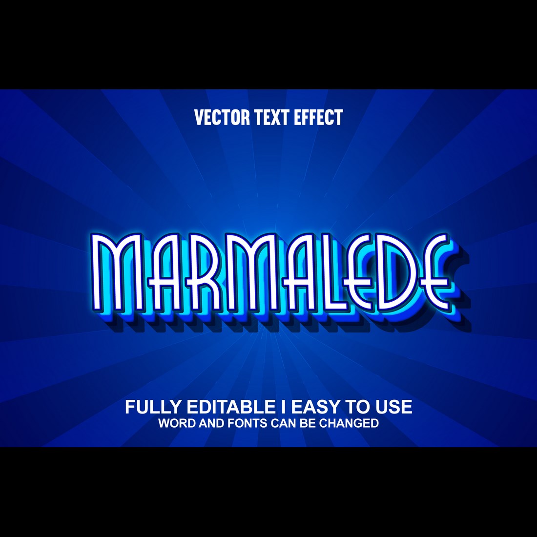 Fully Editable Vector 3D Text Effect preview image.