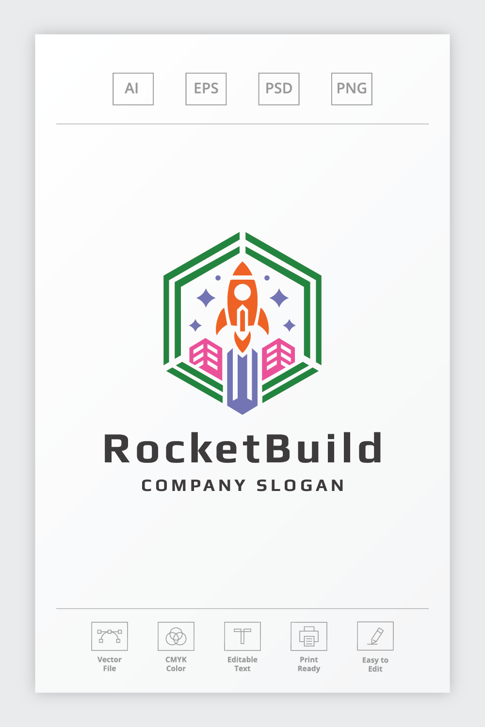 Rocket Build Web Logo pinterest preview image.